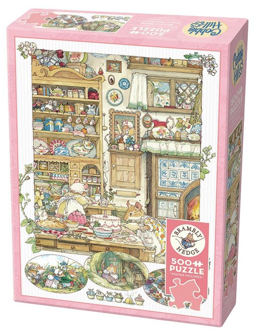 Puzzle Cobble Hill din 500 de piese - Sub tufișul de mure: Pregătiri pentru picnic