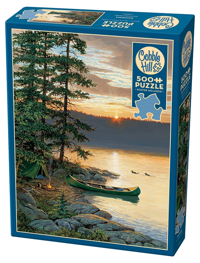 Puzzle Cobble Hill din 500 de piese - Lac cu canoe