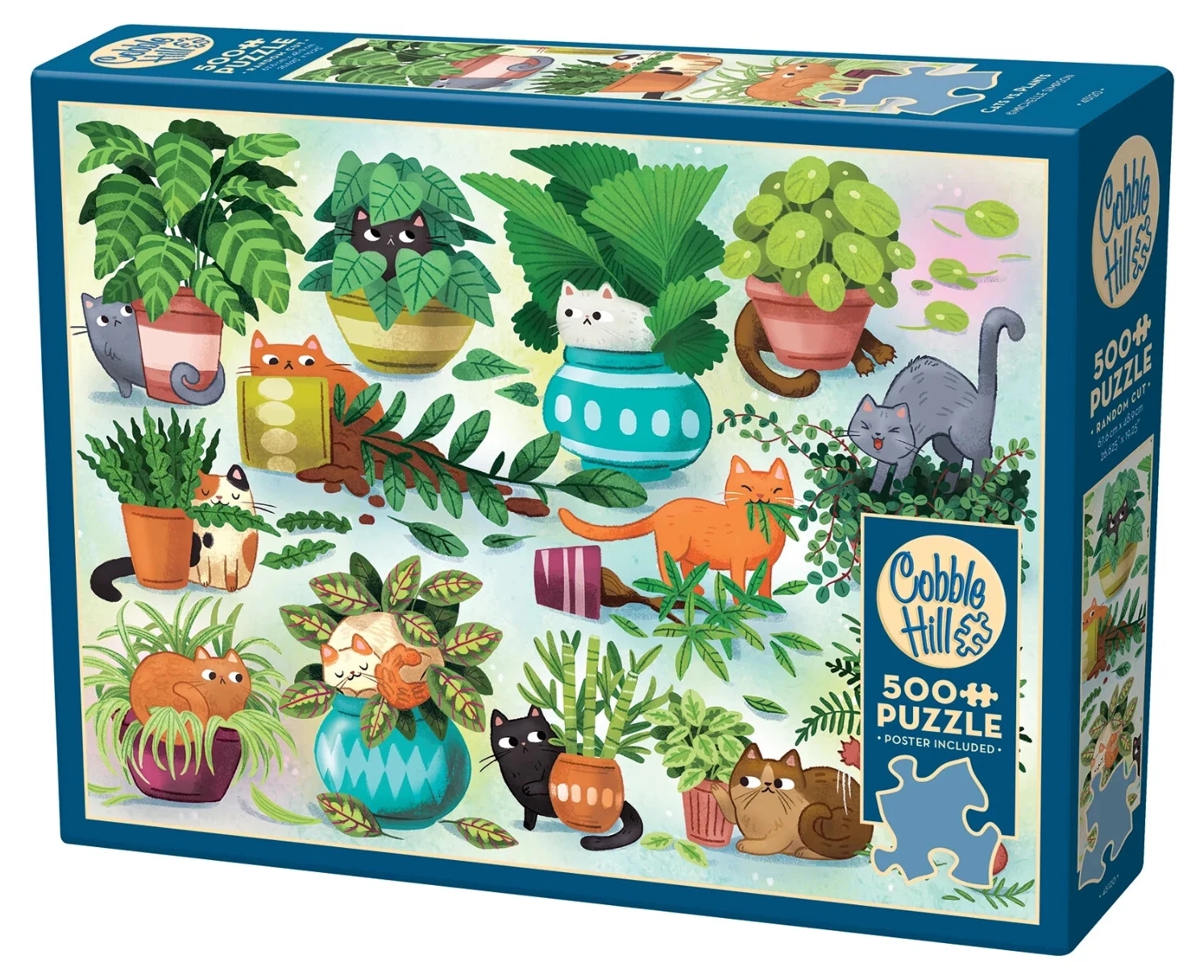 Puzzle Cobble Hill din 500 de piese - Pisici versus plante