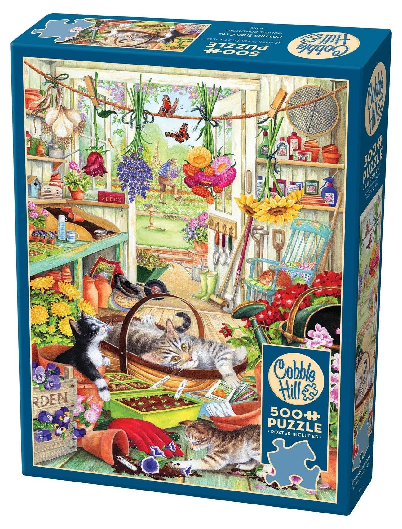 Puzzle Cobble Hill din 500 de piese - Pisici în magazia de grădină
