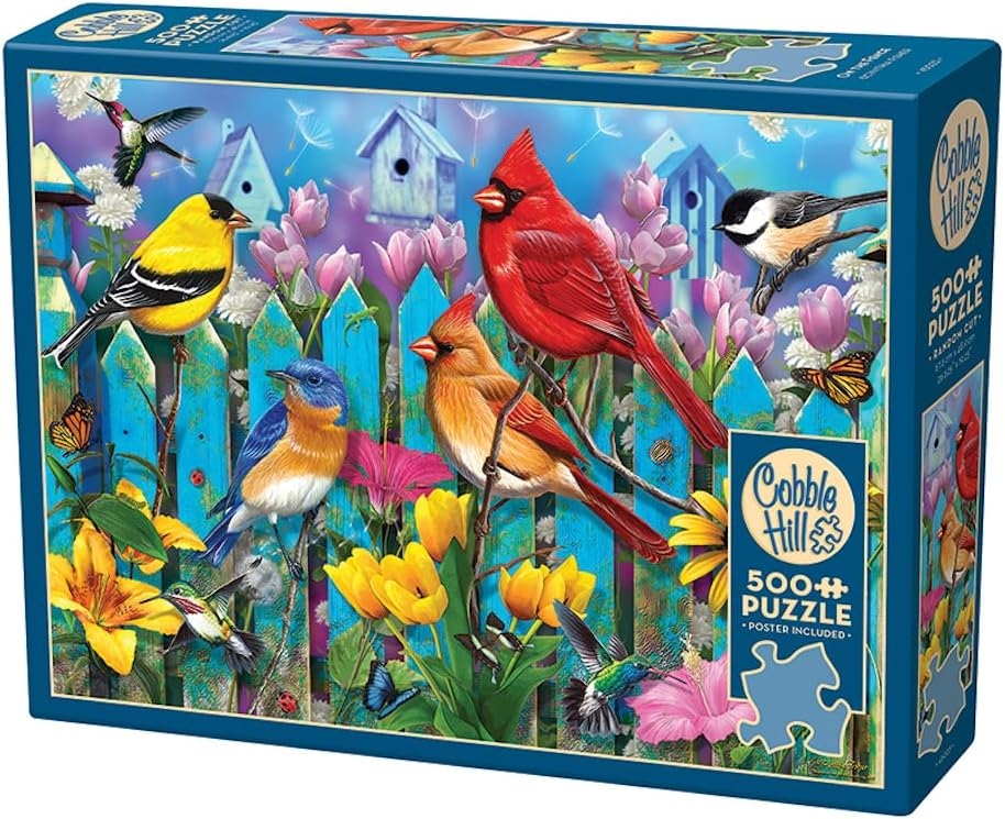 Puzzle Cobble Hill din 500 de piese - Întâlnire colorată pe gard