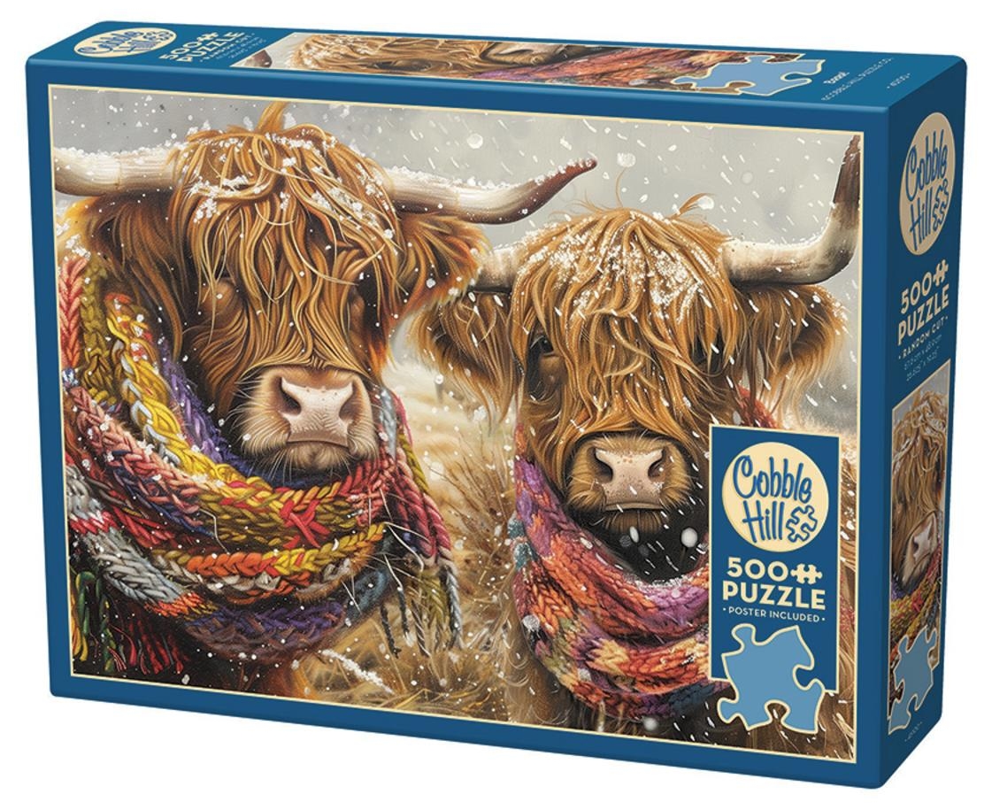 Puzzle Cobble Hill din 500 de piese - Prieteni pufoși în zăpadă