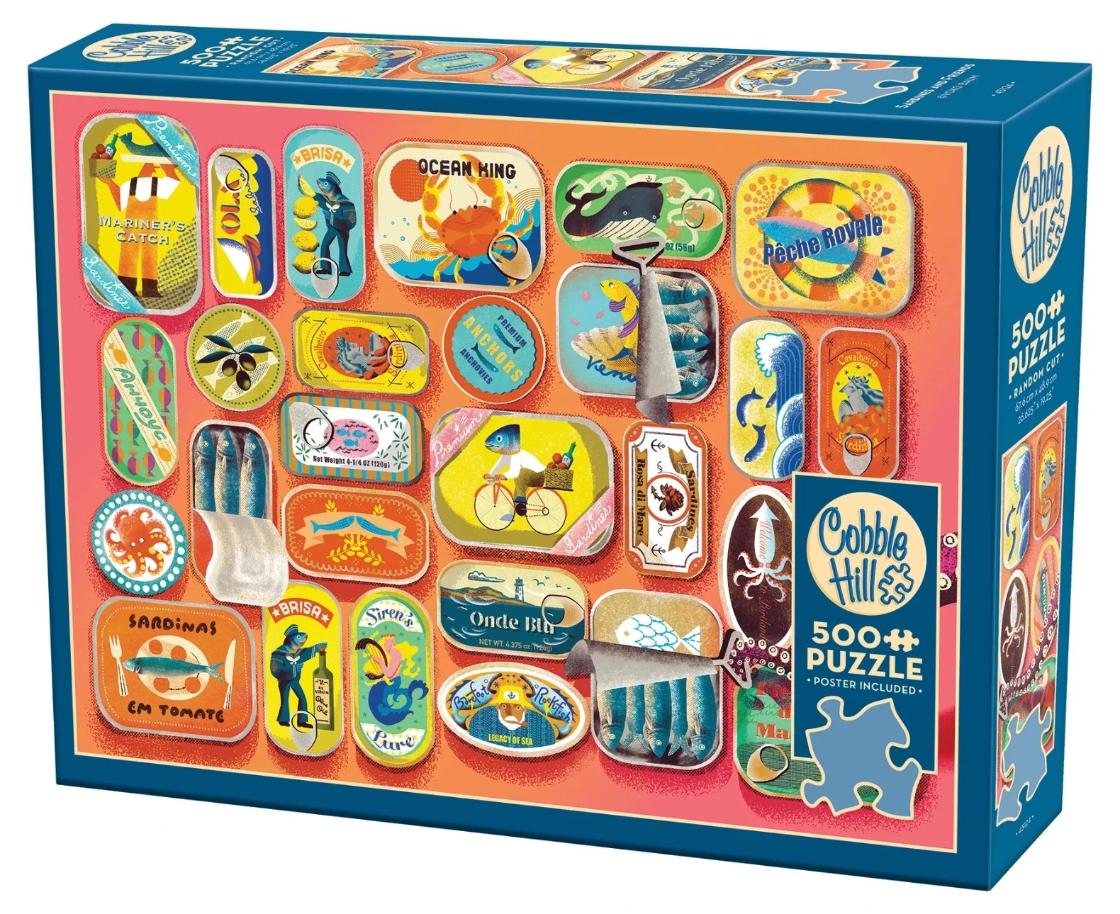 Puzzle Cobble Hill din 500 de piese - Sardine și prieteni marini