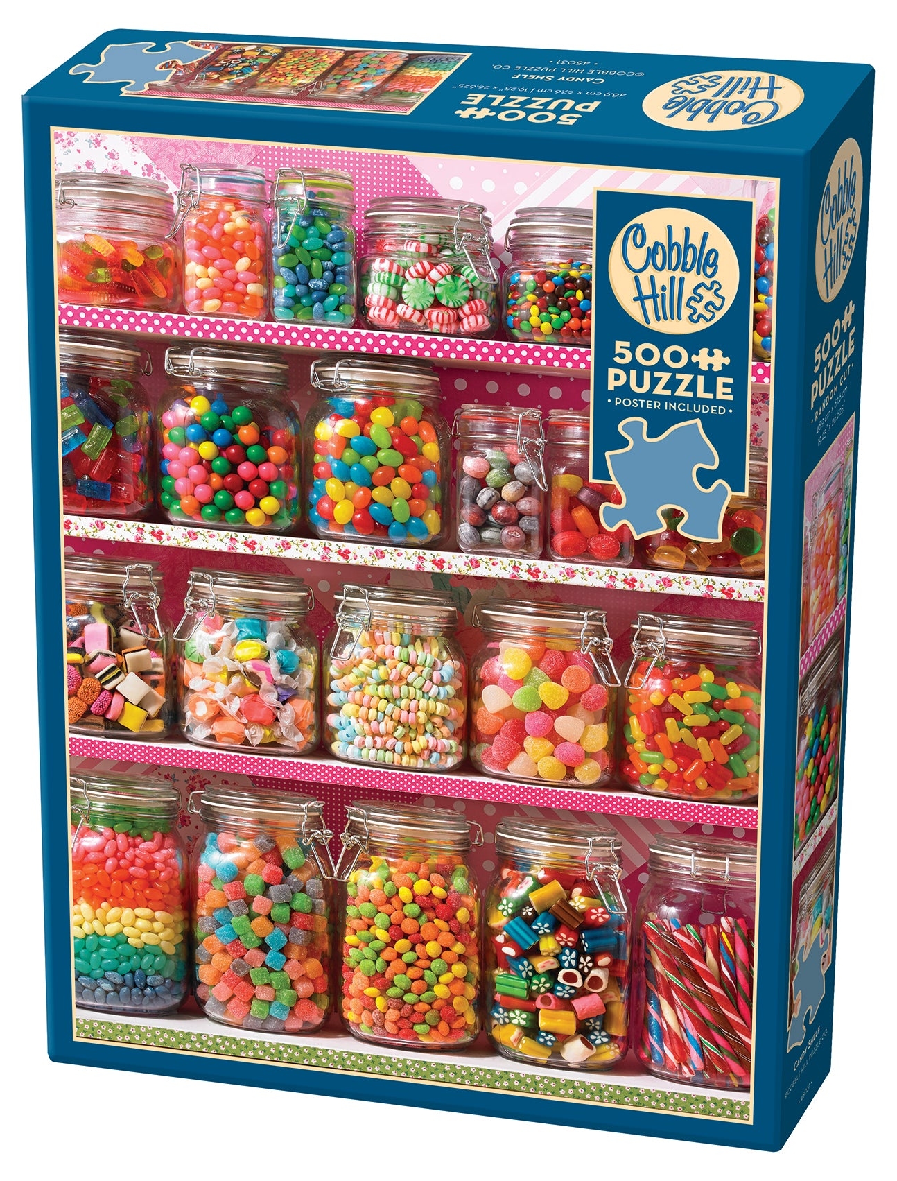 Puzzle Cobble Hill din 500 de piese - Dulciuri tentante pe raft
