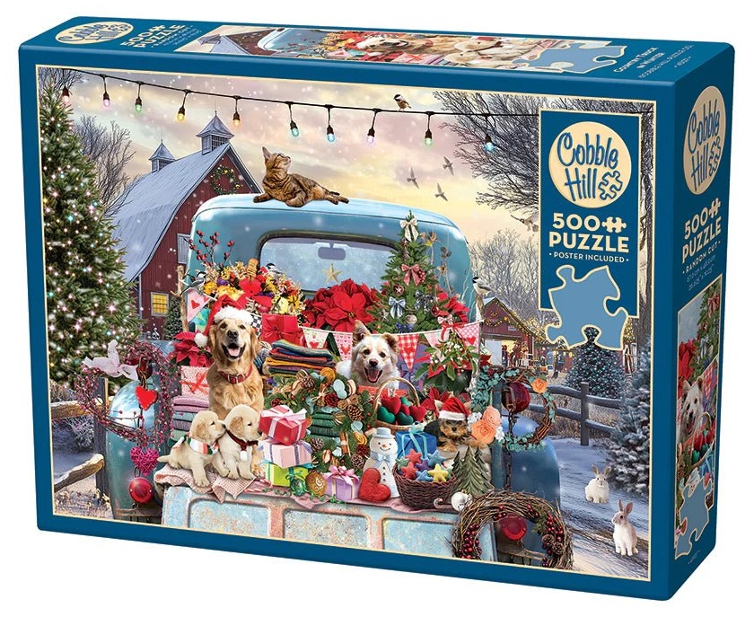 Puzzle Cobble Hill din 500 de piese - Poveste de iarnă pe roți