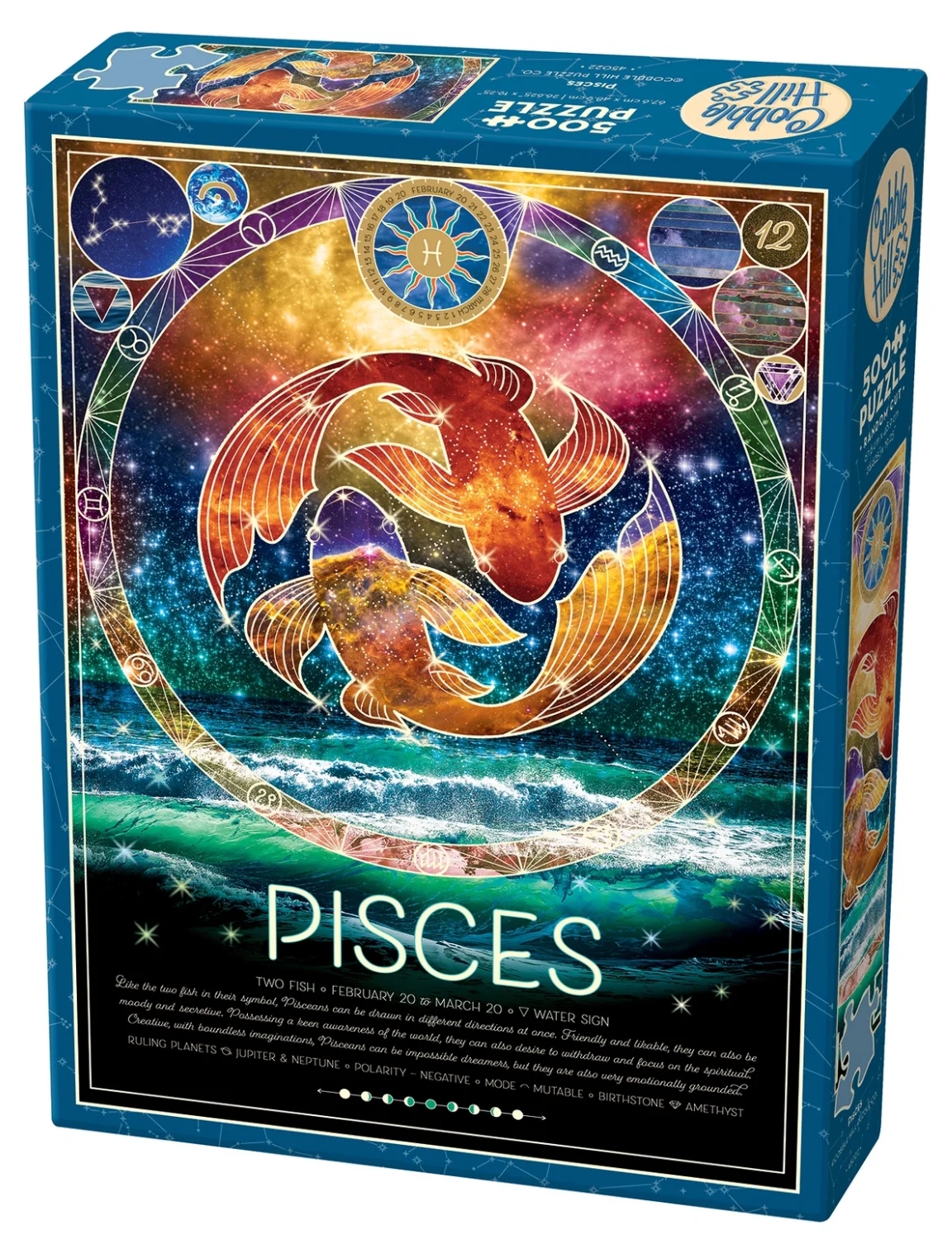 Puzzle Cobble Hill din 500 de piese - Zodiac: Pești