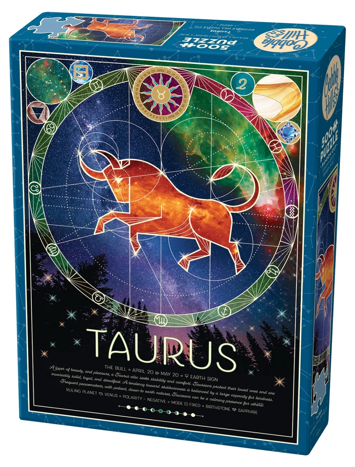 Puzzle Cobble Hill din 500 de piese - Zodiac: Taurul