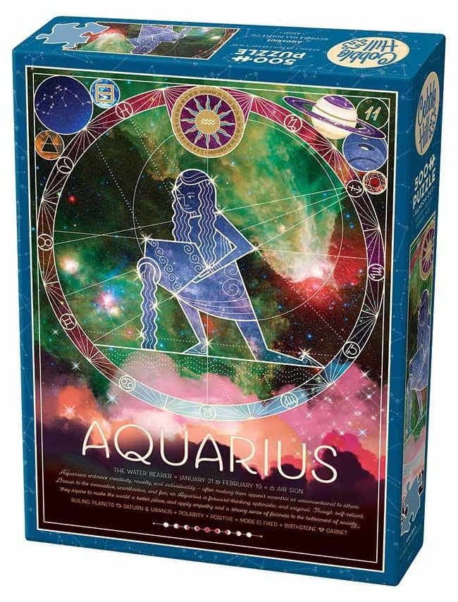 Puzzle Cobble Hill din 500 de piese - Zodiac: Vărsătorul