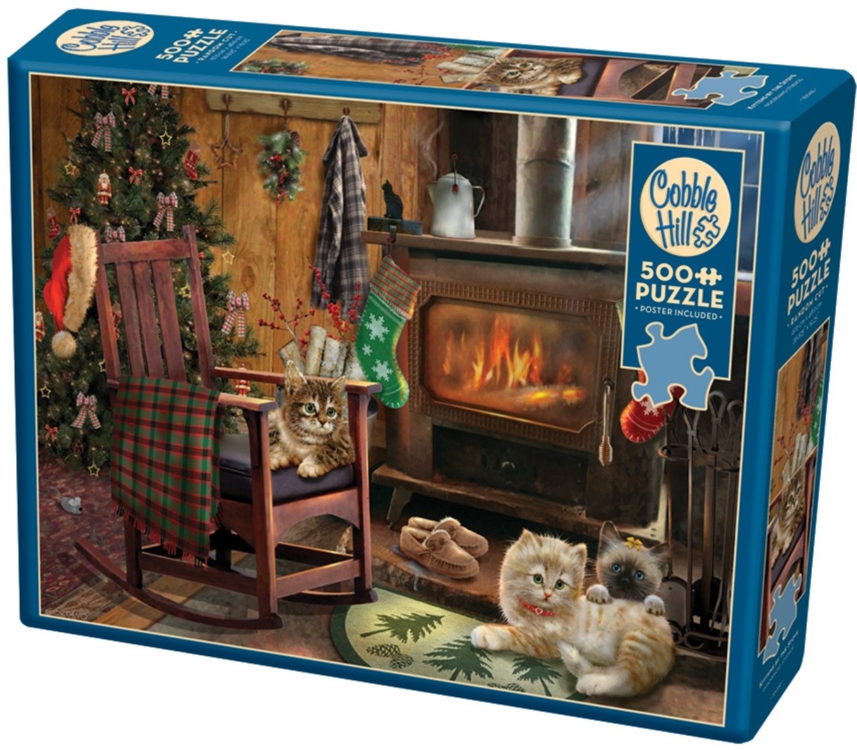 Puzzle Cobble Hill din 500 XXL de piese - Pisoi lângă vatră
