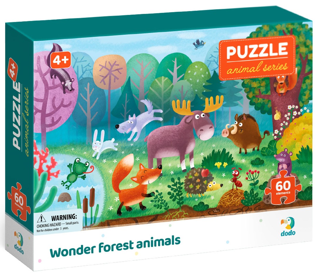 Puzzle DoDo  din 60 piese -Animale minunate ale pădurii