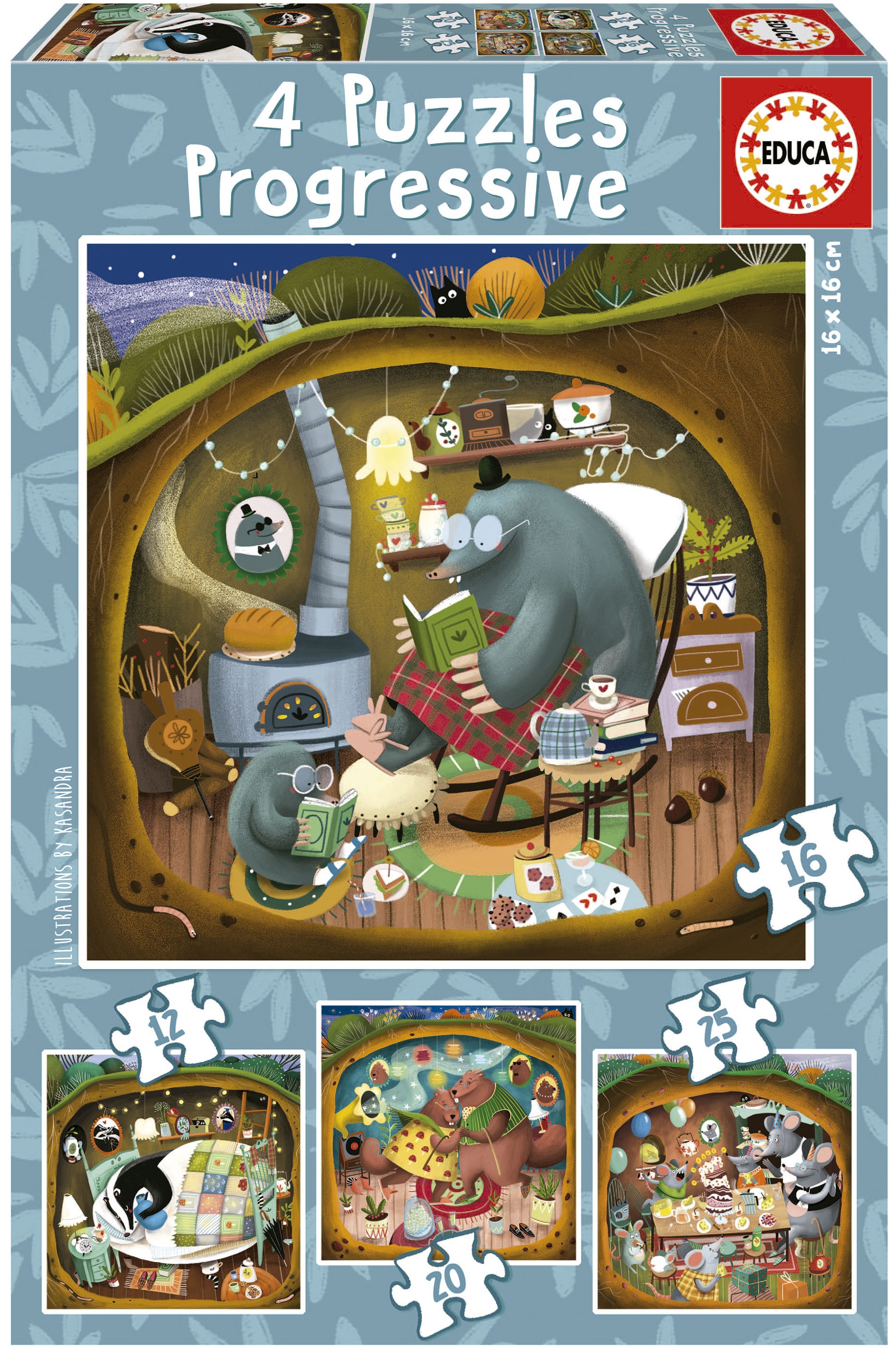 Puzzle Educa 4 în 1 - Povești din pădure