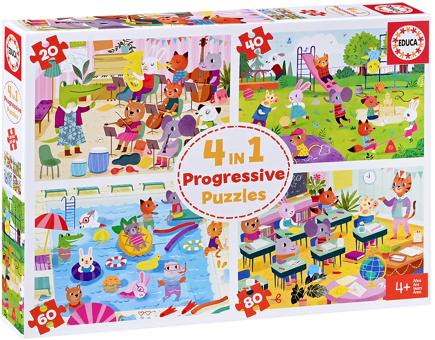 Puzzle Educa 4 in 1 - La scoala