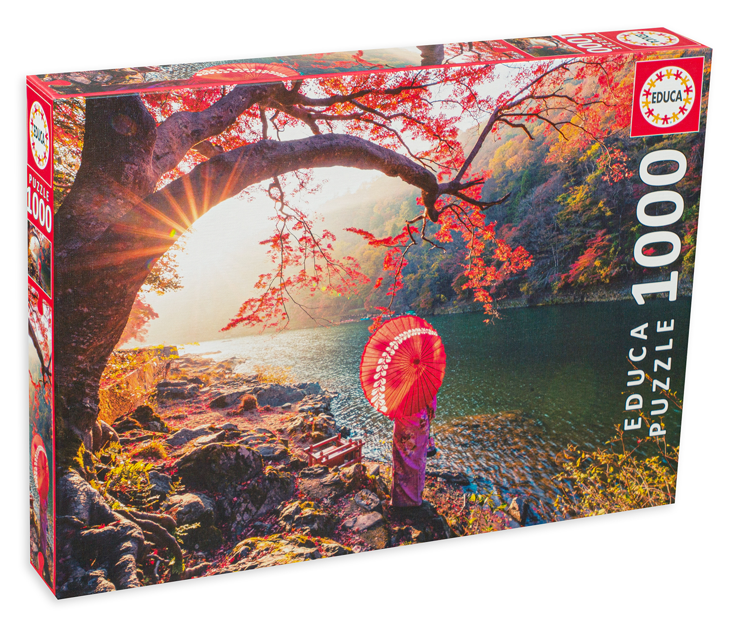 Puzzle Educa din 1000 de piese - Rasaritul soarelui la raul Katsura, Japonia