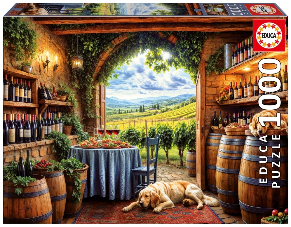 Puzzle Educa din 1000 piese - Câini și vin