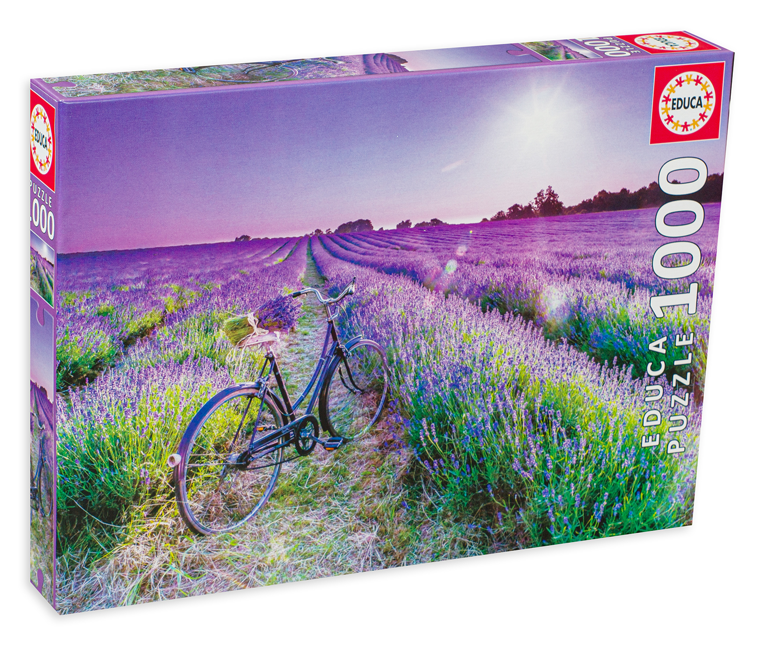 Puzzle Educa din 1000 de piese - Bicicleta intr-un camp de lavanda