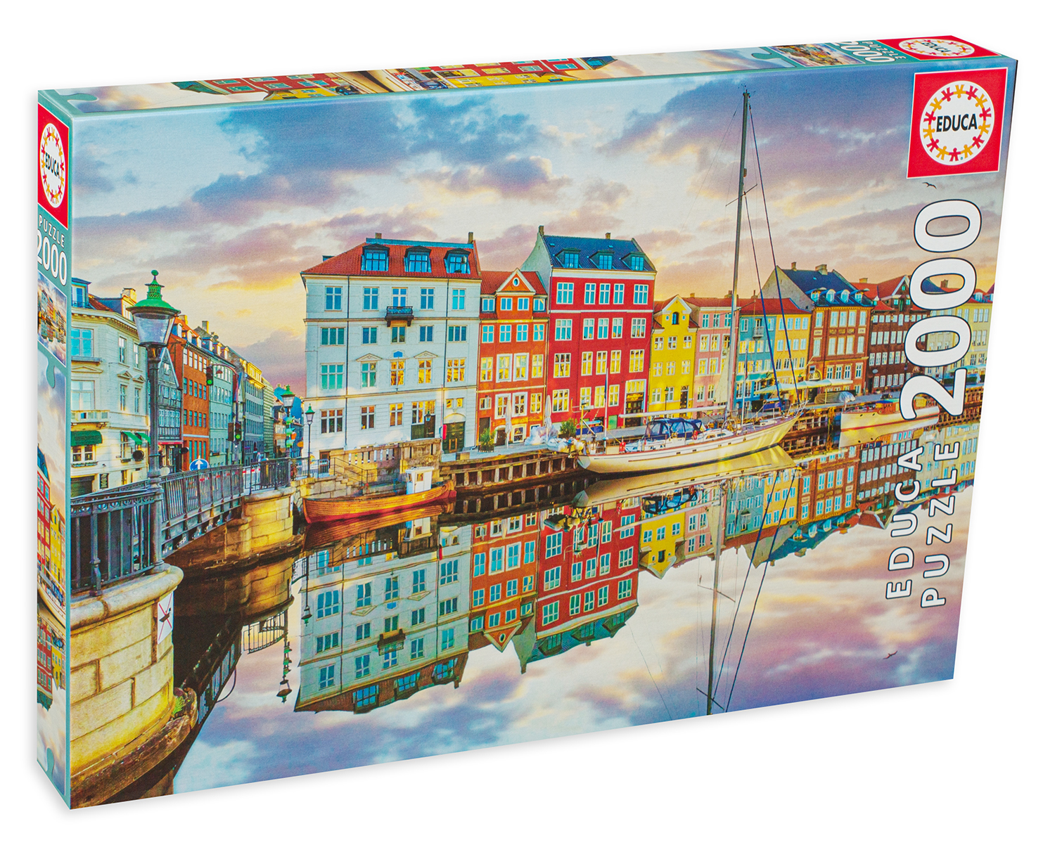 Puzzle Educa din 2000 de piese - Apus in portul Copenhaga