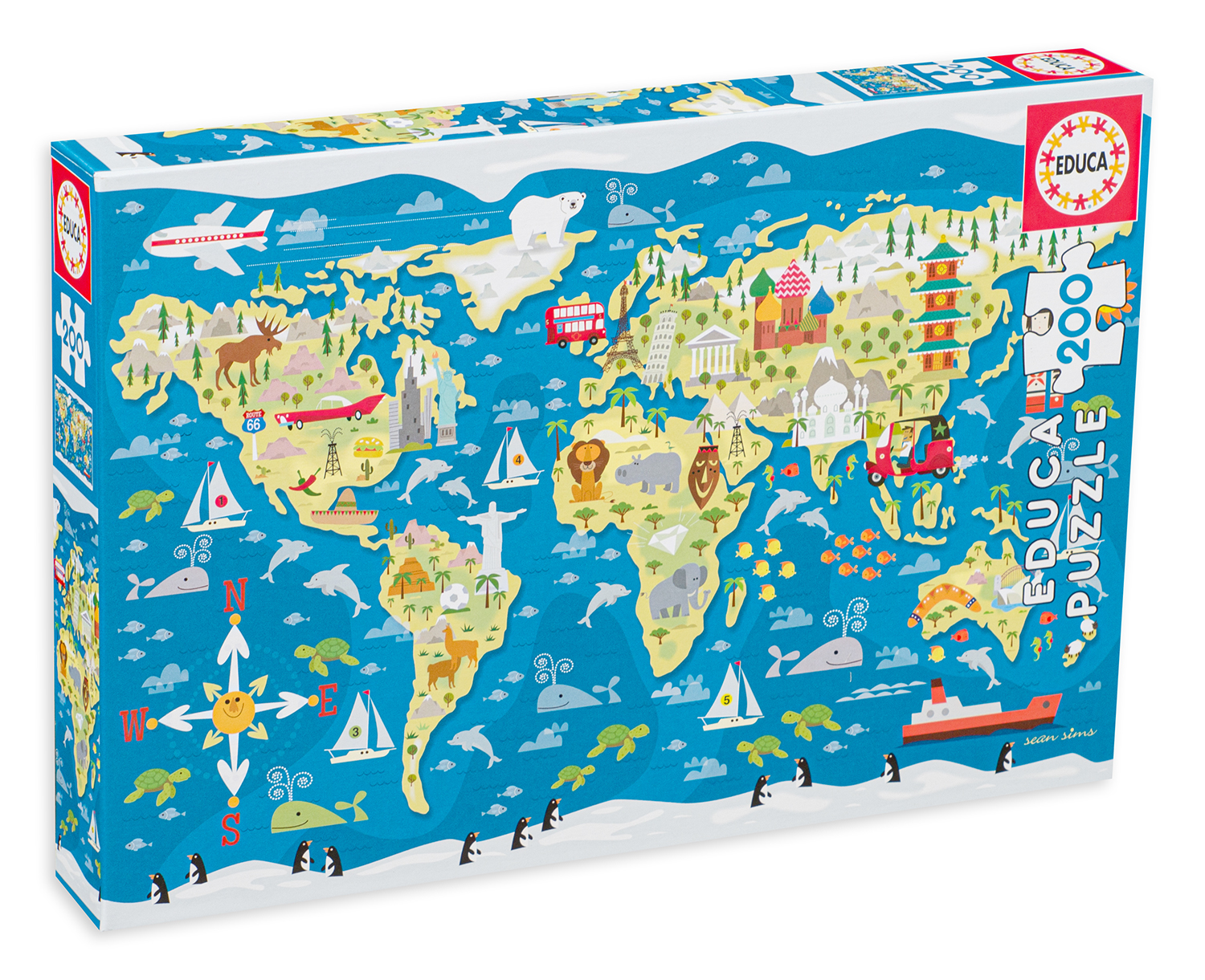 Puzzle Educa din 200 de piese - Harta lumii