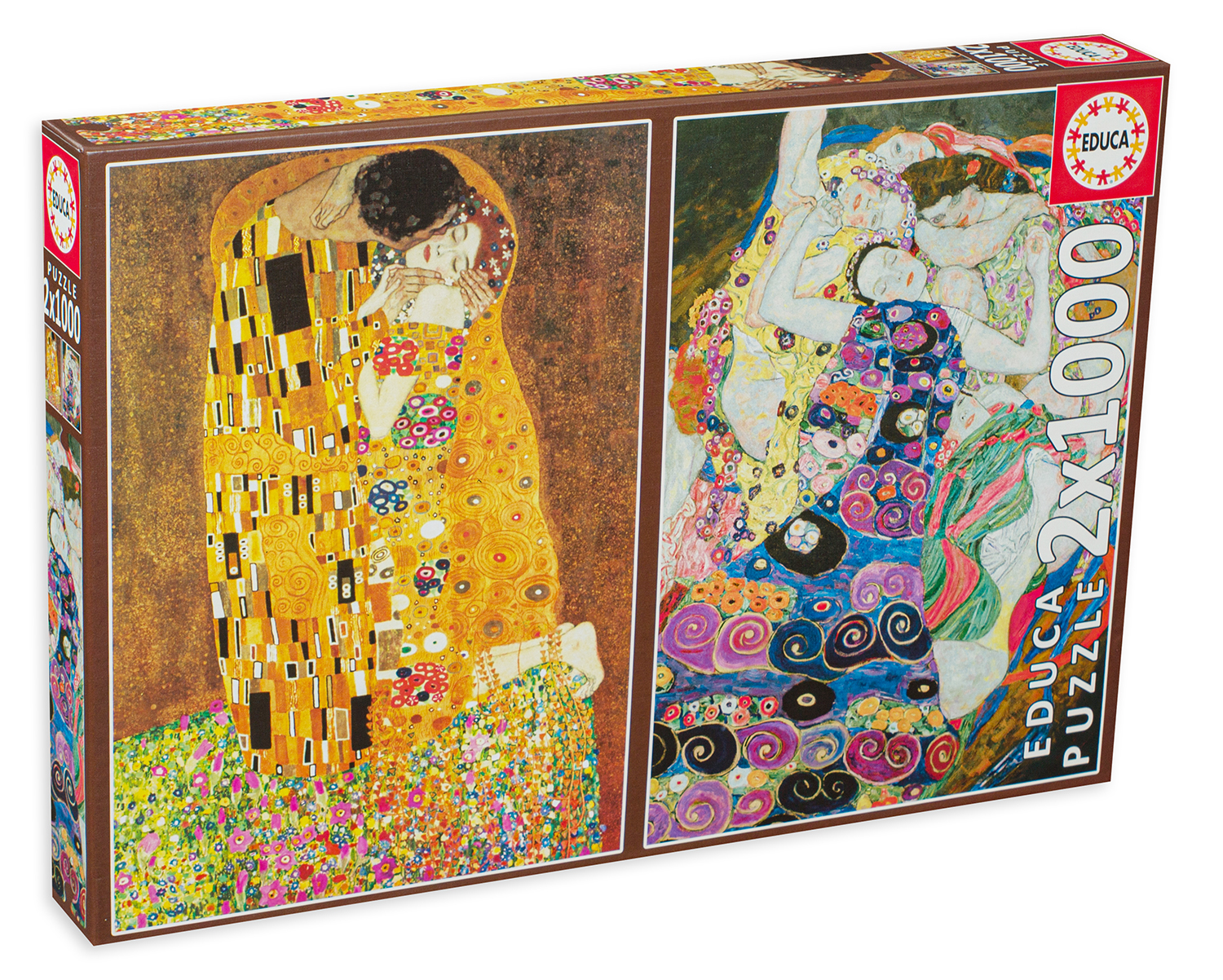 Puzzle Educa din 2 x 1000 de piese - Sarutul si Fecioara de Gustav Klimt