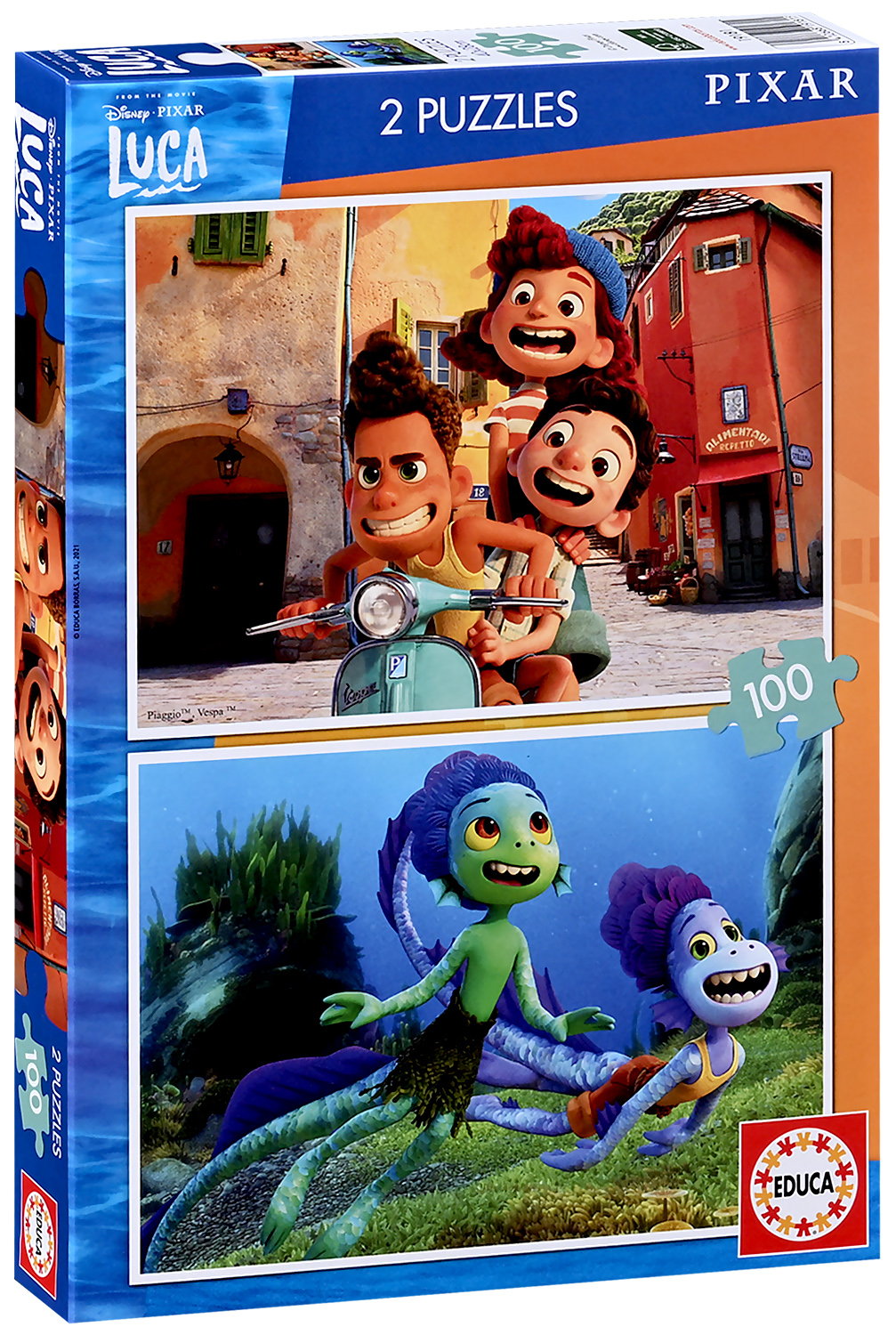 Puzzle Educa din 2 x 100 de piese - Aventurile de vara ale lui Luca