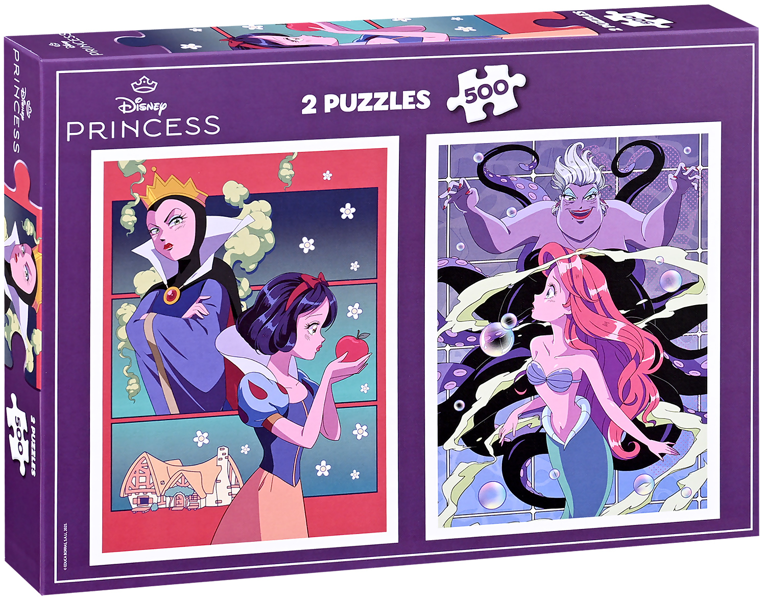 Puzzle Educa din 2 x 500 piese - Răufăcătorii Disney vs. Prințese