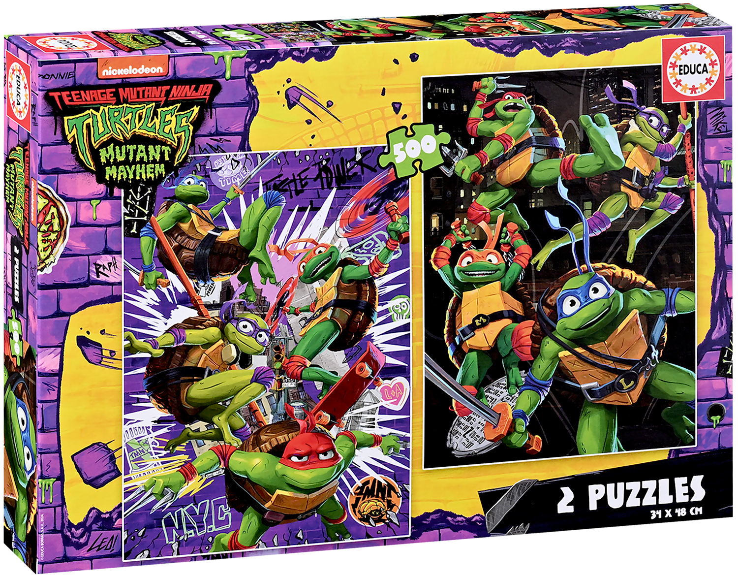 Puzzle Educa din 2 x 500 piese -  Țestoasele Ninja
