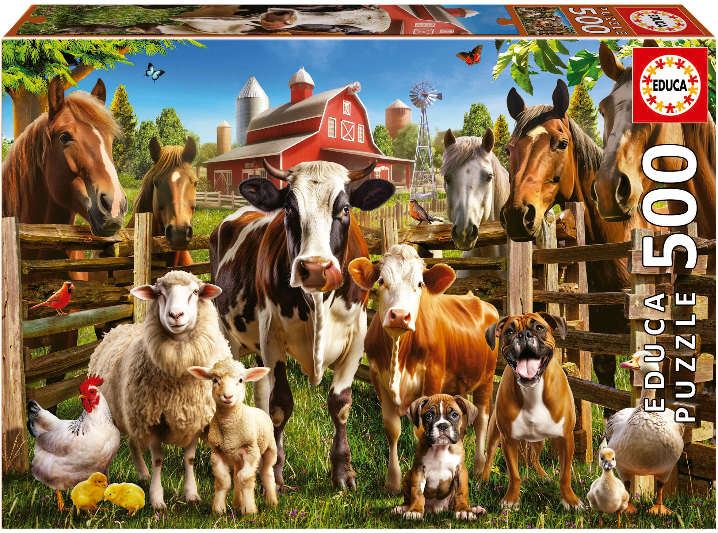 Puzzle Educa din 500 de piese - Prieteni la fermă