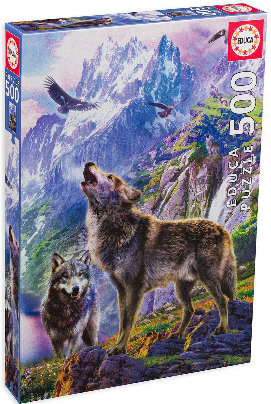 Puzzle Educa din 500 de piese - Lupii în stânci