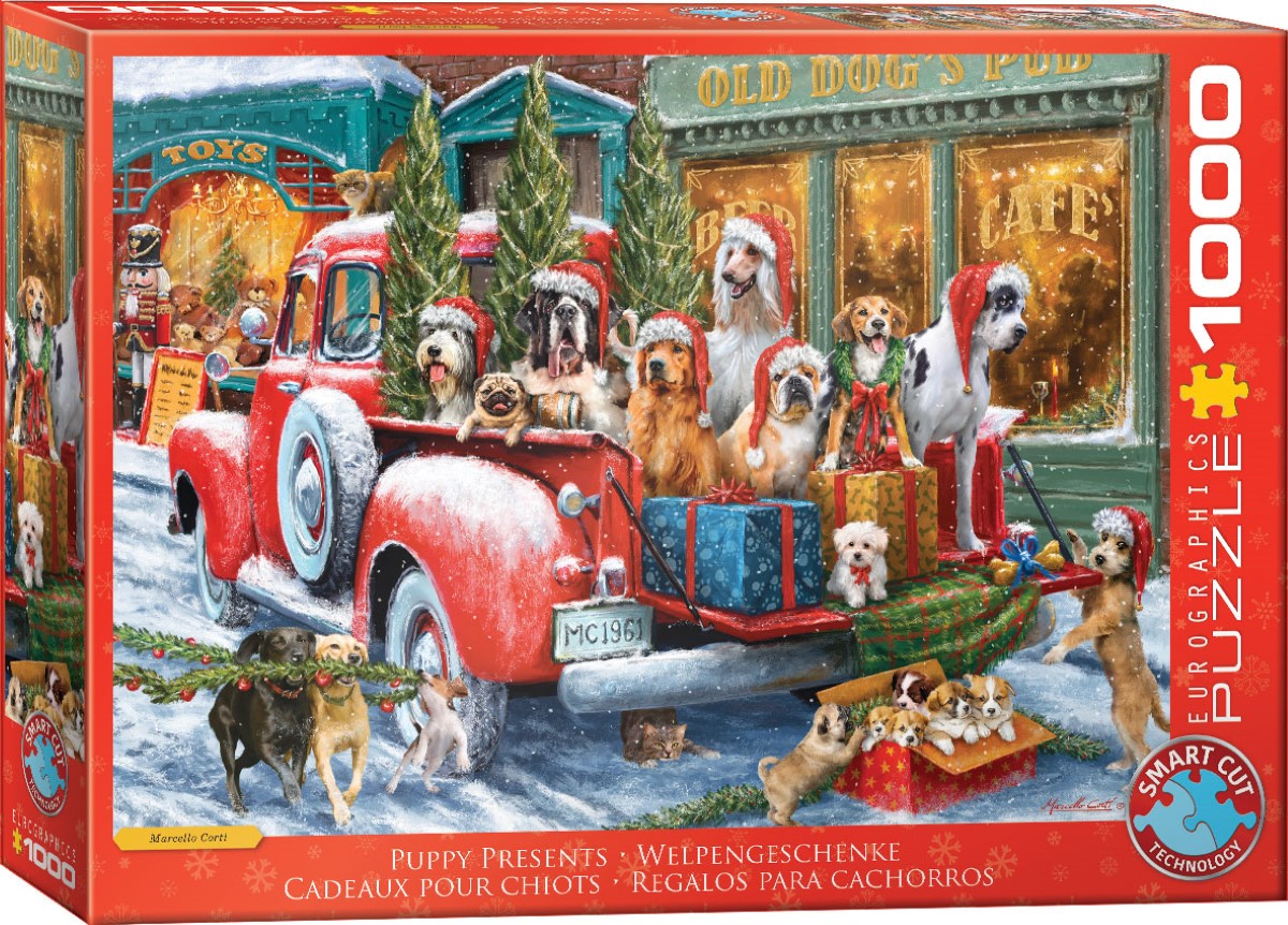 Puzzle Eurographics de 1000 de bucăți  – Câini într-un camion