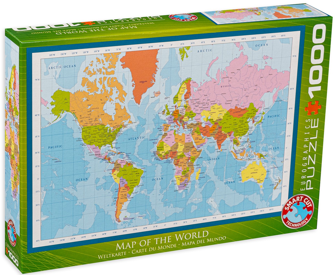 Puzzle Eurographics din 1000 de piese - Harta moderna a lumii