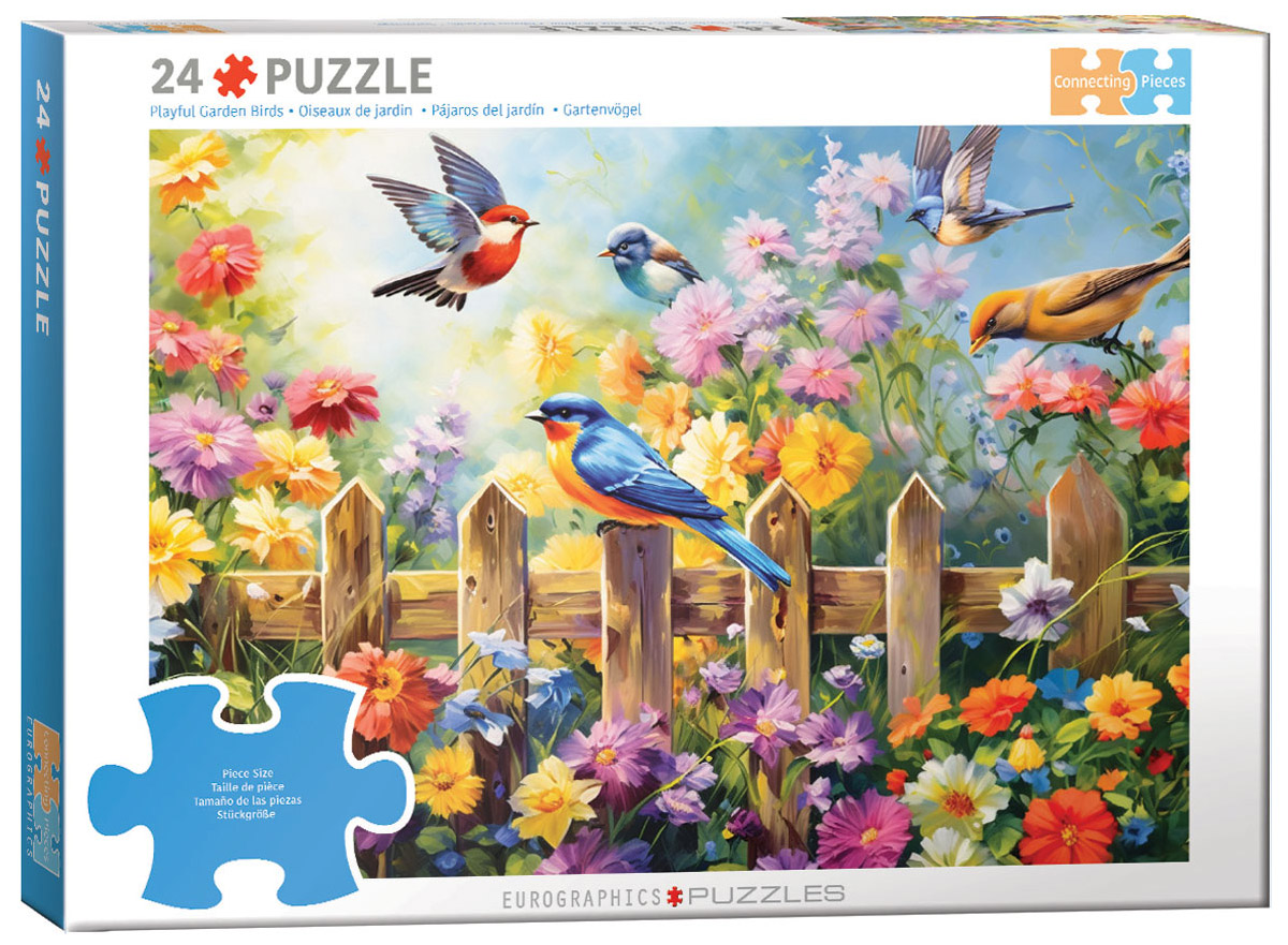 Puzzle Eurographics din 24 XXL piese - Păsări jucăușe de grădină