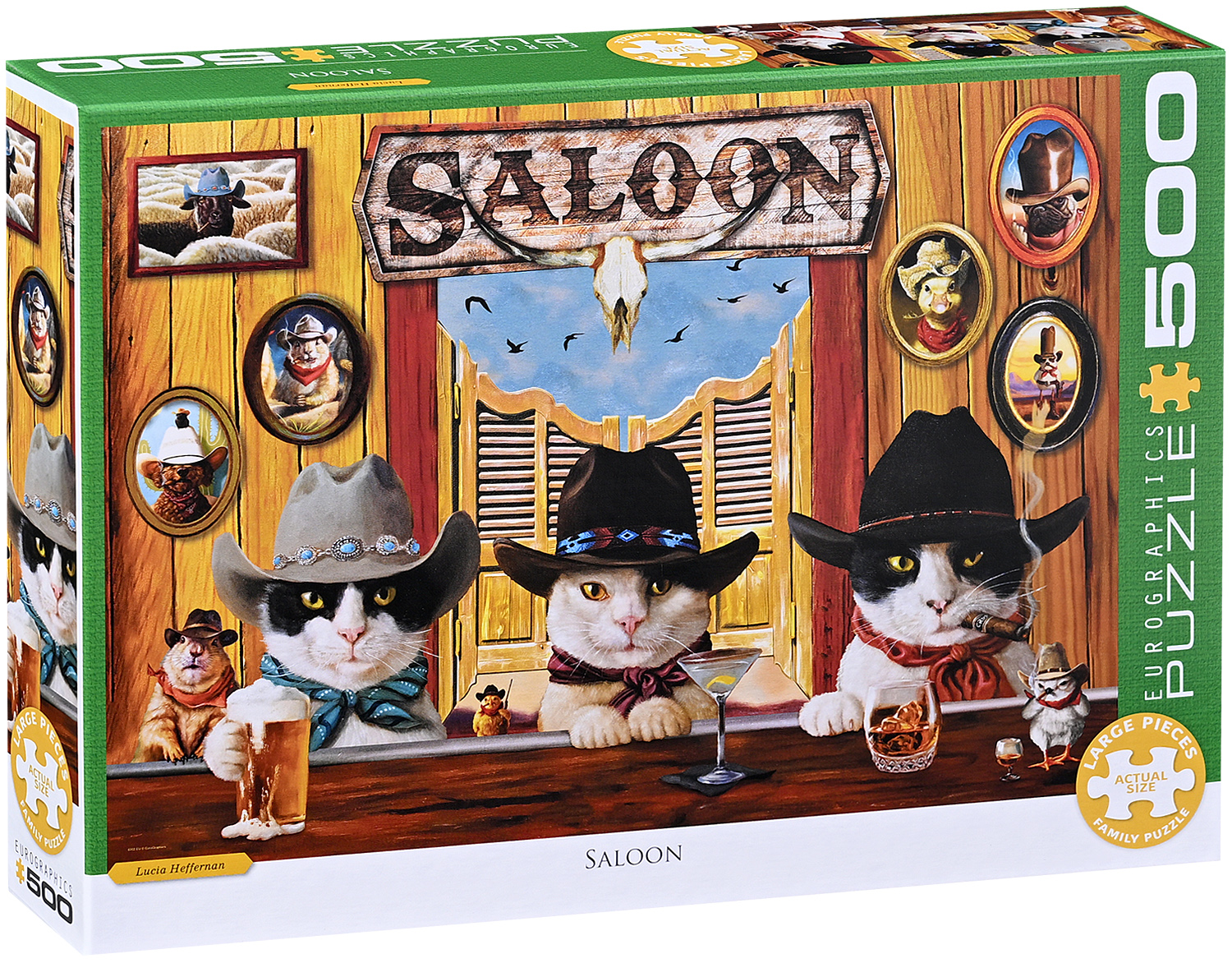 Puzzle Eurographics din 500 piese - Bar de cowboy în Vestul Sălbatic