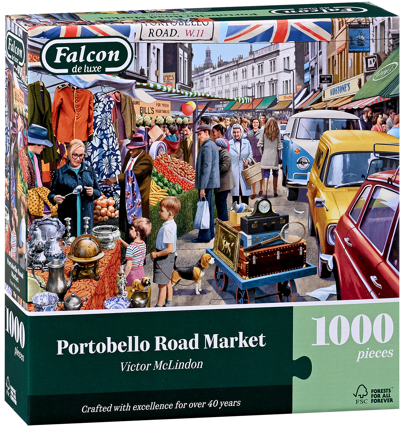Puzzle Falcon din 1000 piese - Piața de pe Portobello Road din vestul Londrei