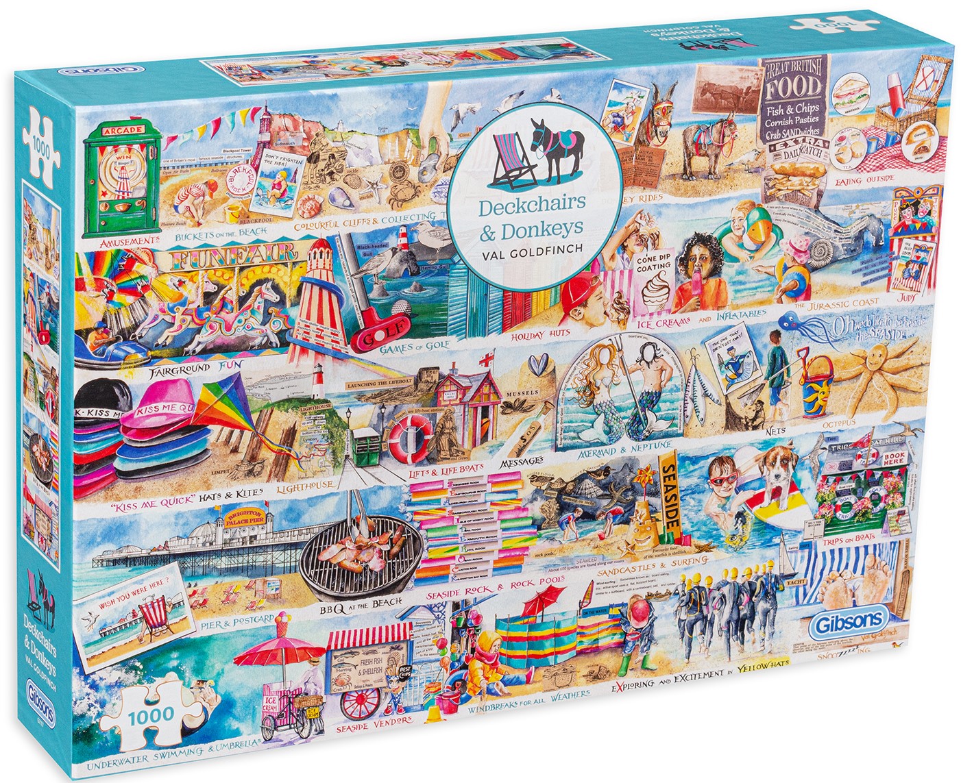 Puzzle Gibsons din 1000 de piese - Şezlonguri şi măgari