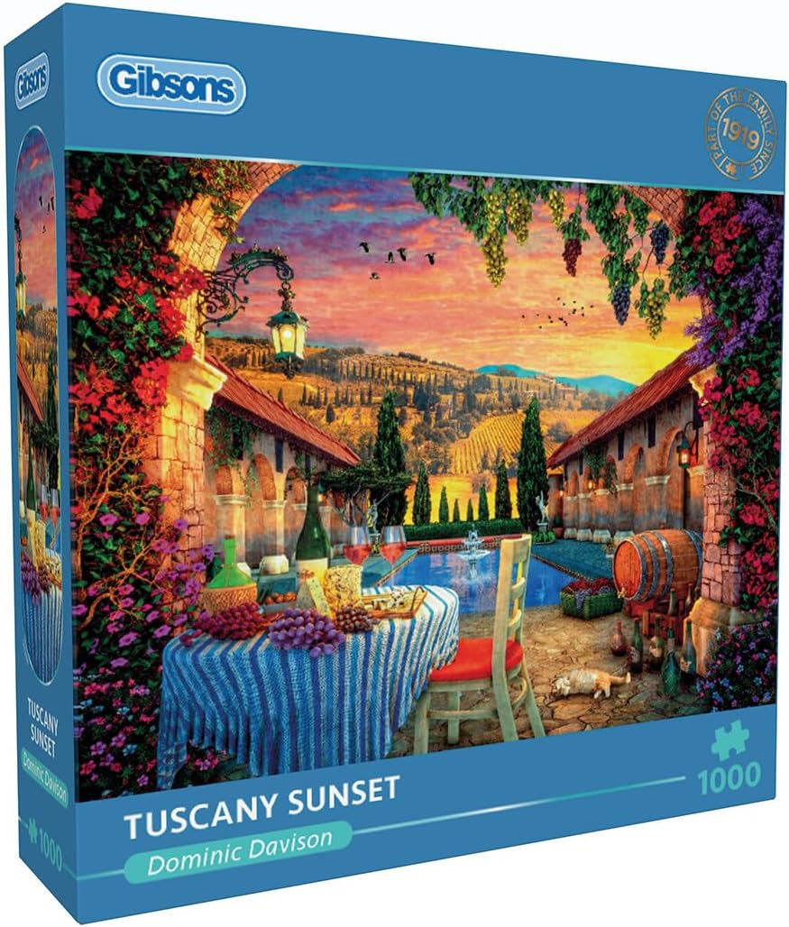 Puzzle Gibsons din 1000 piese - Apus de soare în Toscana