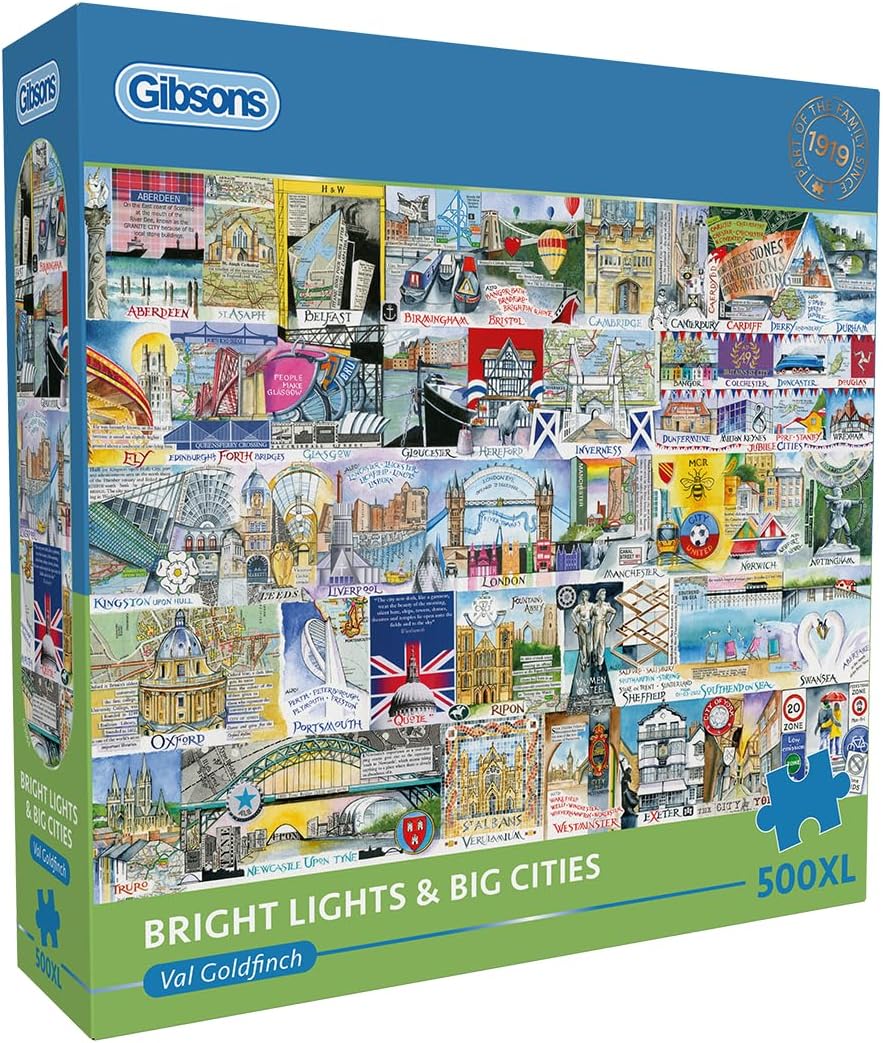 Puzzle Gibsons din 500 XL piese - Lumini strălucitoare și orașe mari