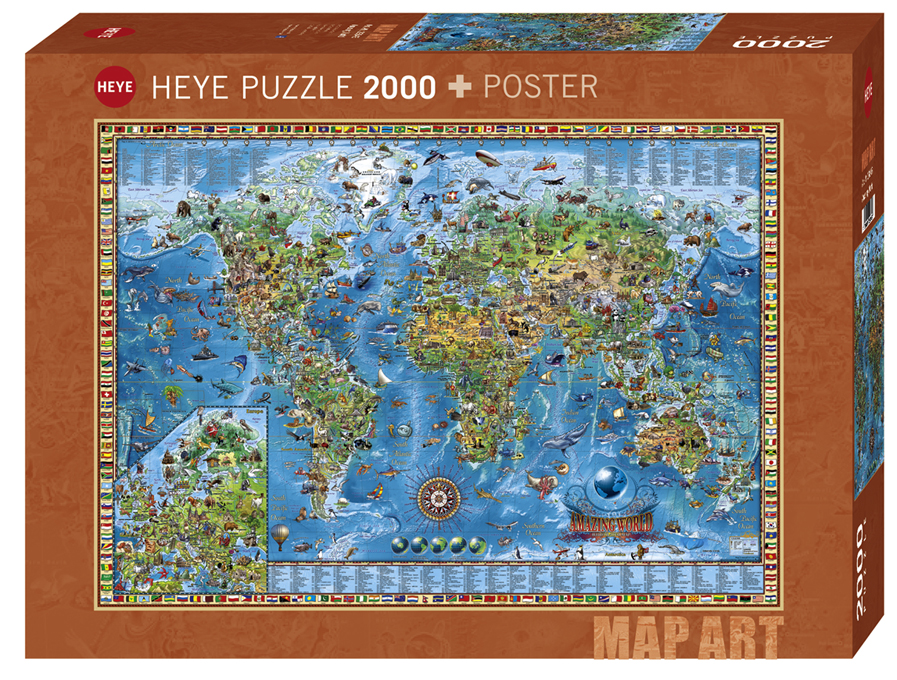 Puzzle Heye din 2000 de piese - Lumea uimitoare