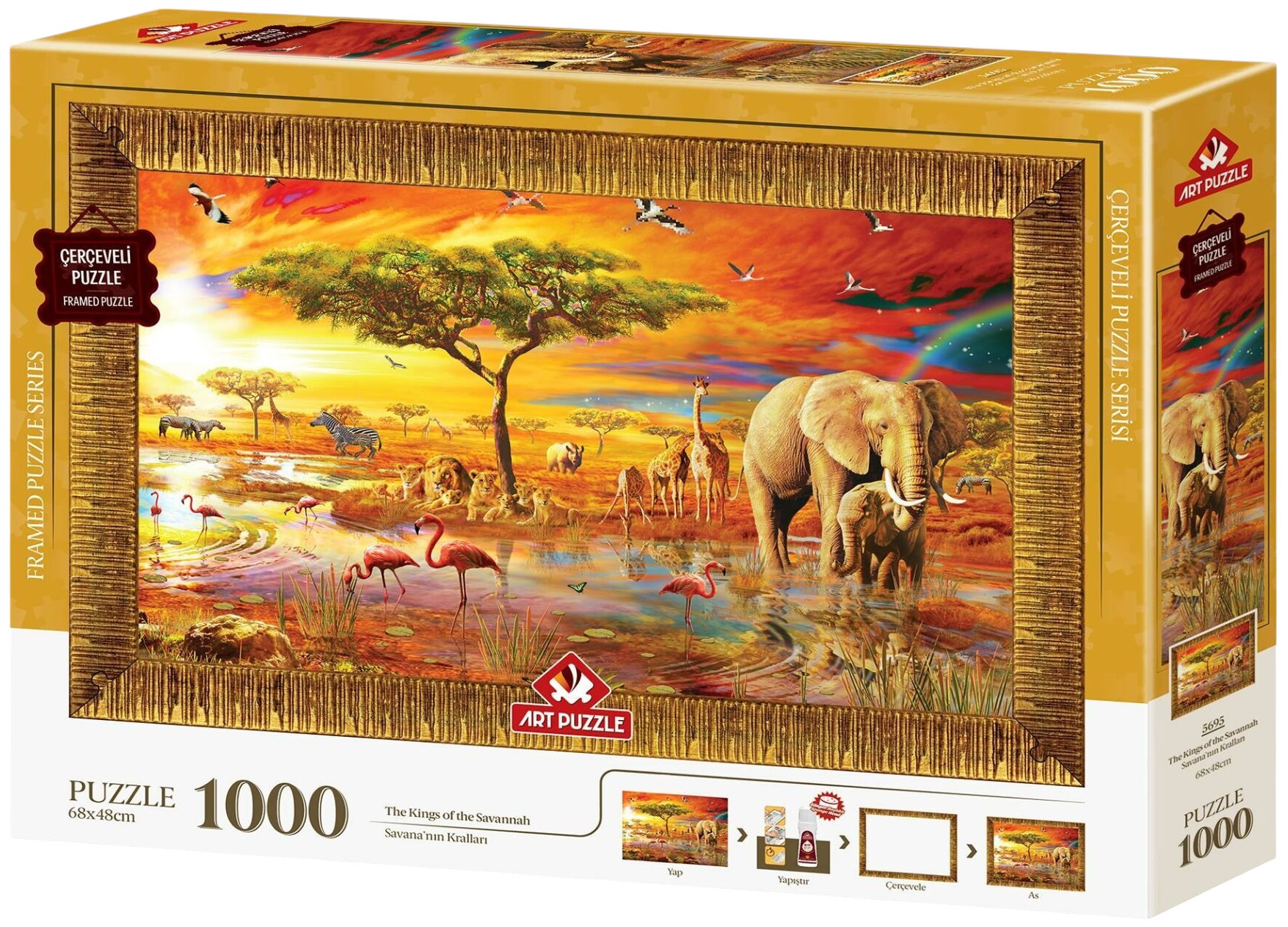 Set puzzle, ramă și adeziv Art Puzzle din 1000 piese - Regii savanei