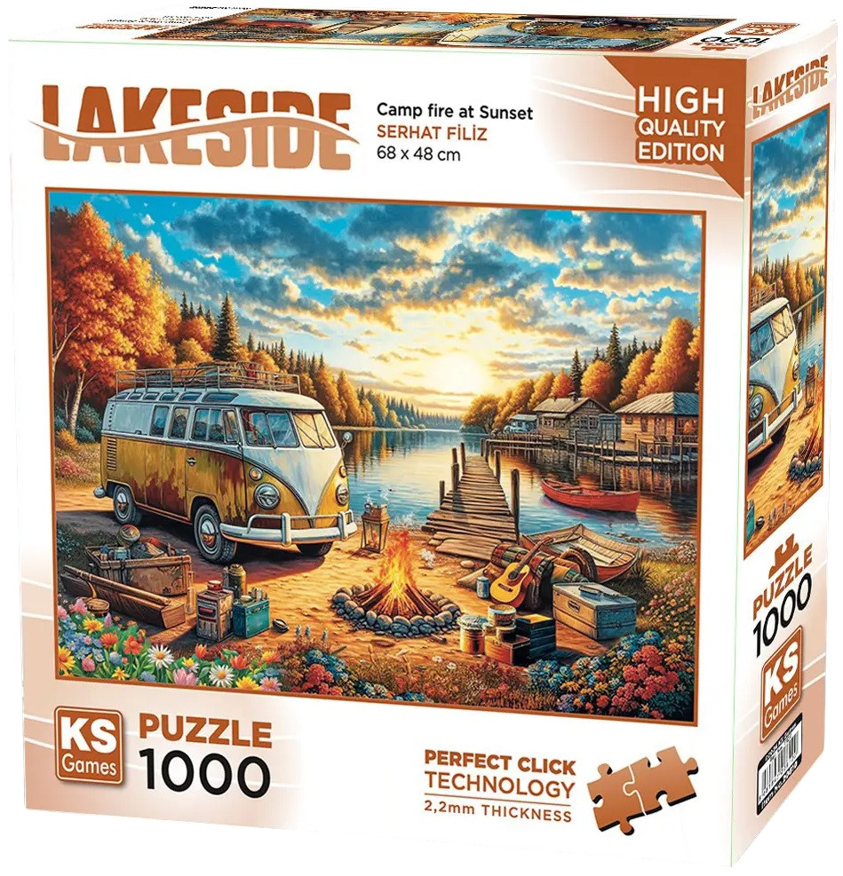 Puzzle KS Games din  1000 piese - Foc de tabără la apus