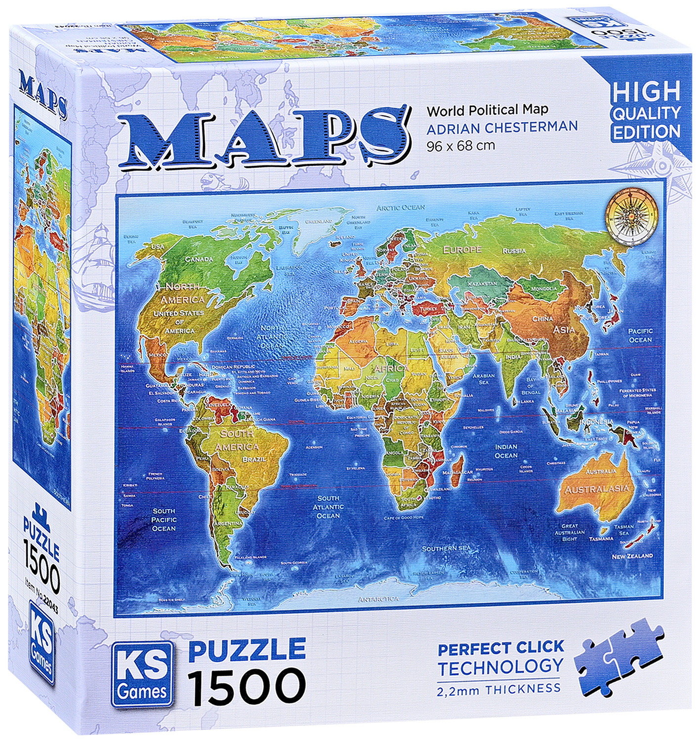 Puzzle KS Games din 1500 piese - Harta politică a lumii
