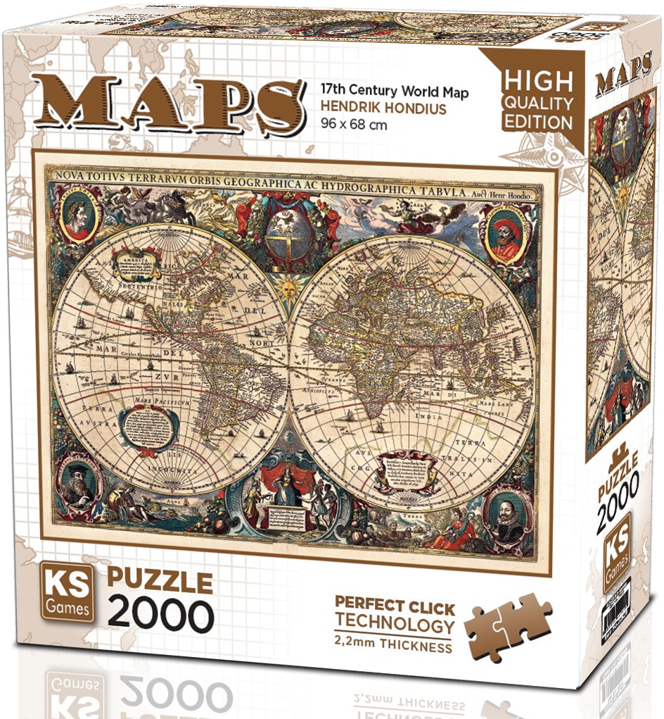 Puzzle KS Games din 2000 piese - Hartă a lumii vintage