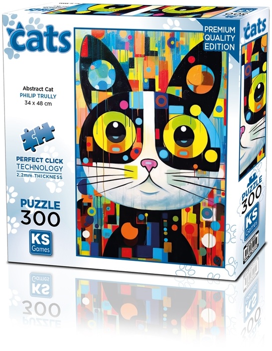 Puzzle  KS Games din  300 piese- Pisică abstractă
