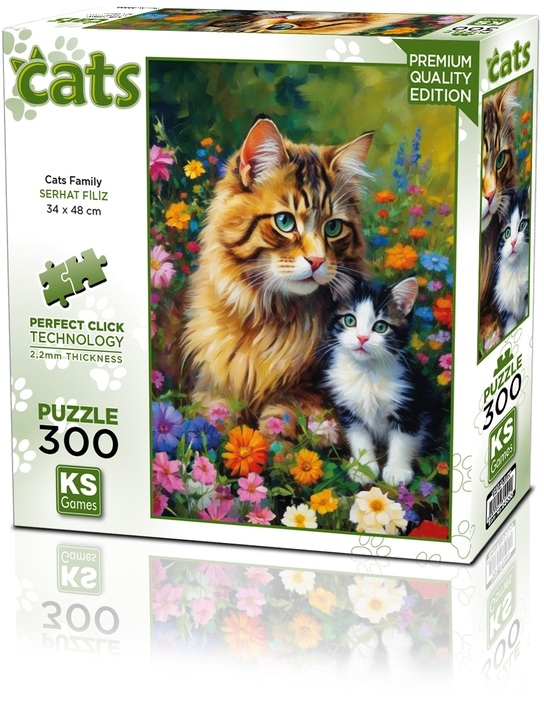 Puzzle  KS Games din  300 piese- Familie de pisici