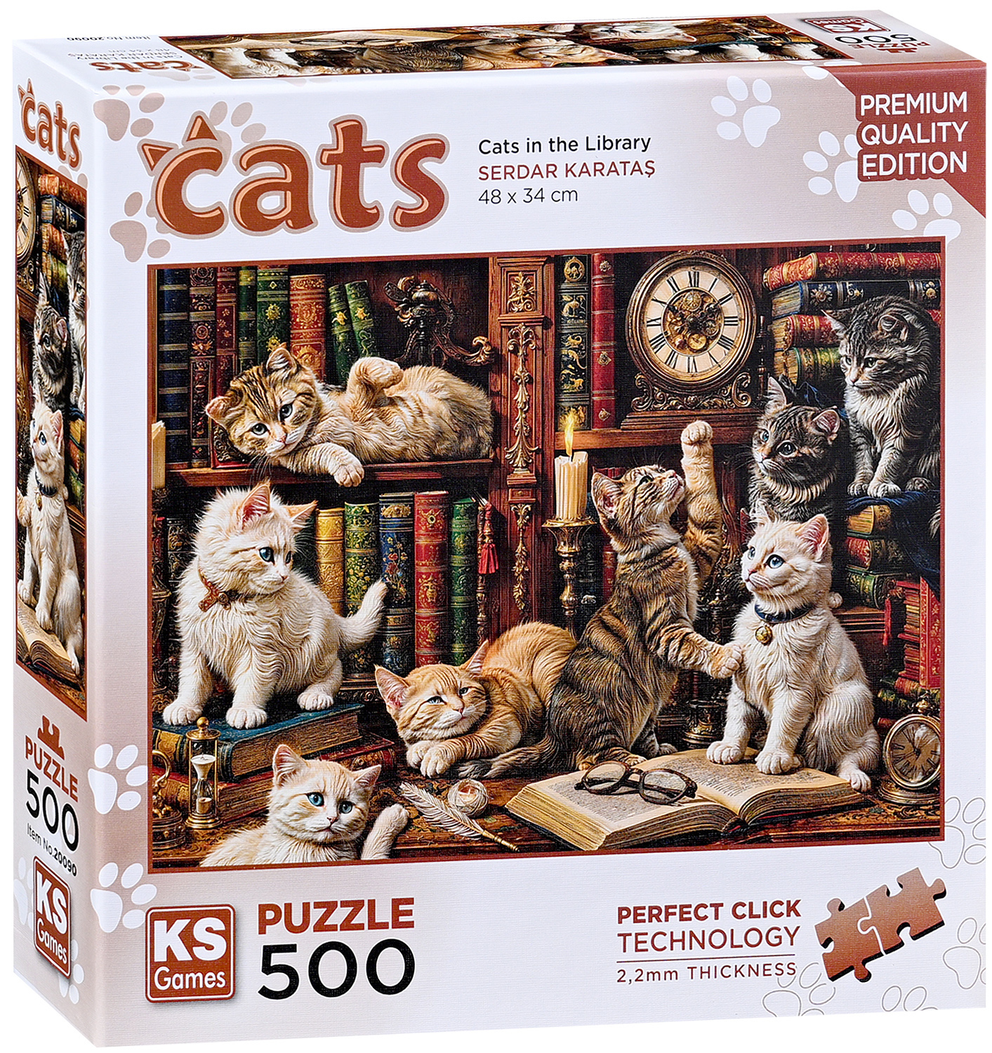 Puzzle KS Games din 500 piese- Pisici în bibliotecă