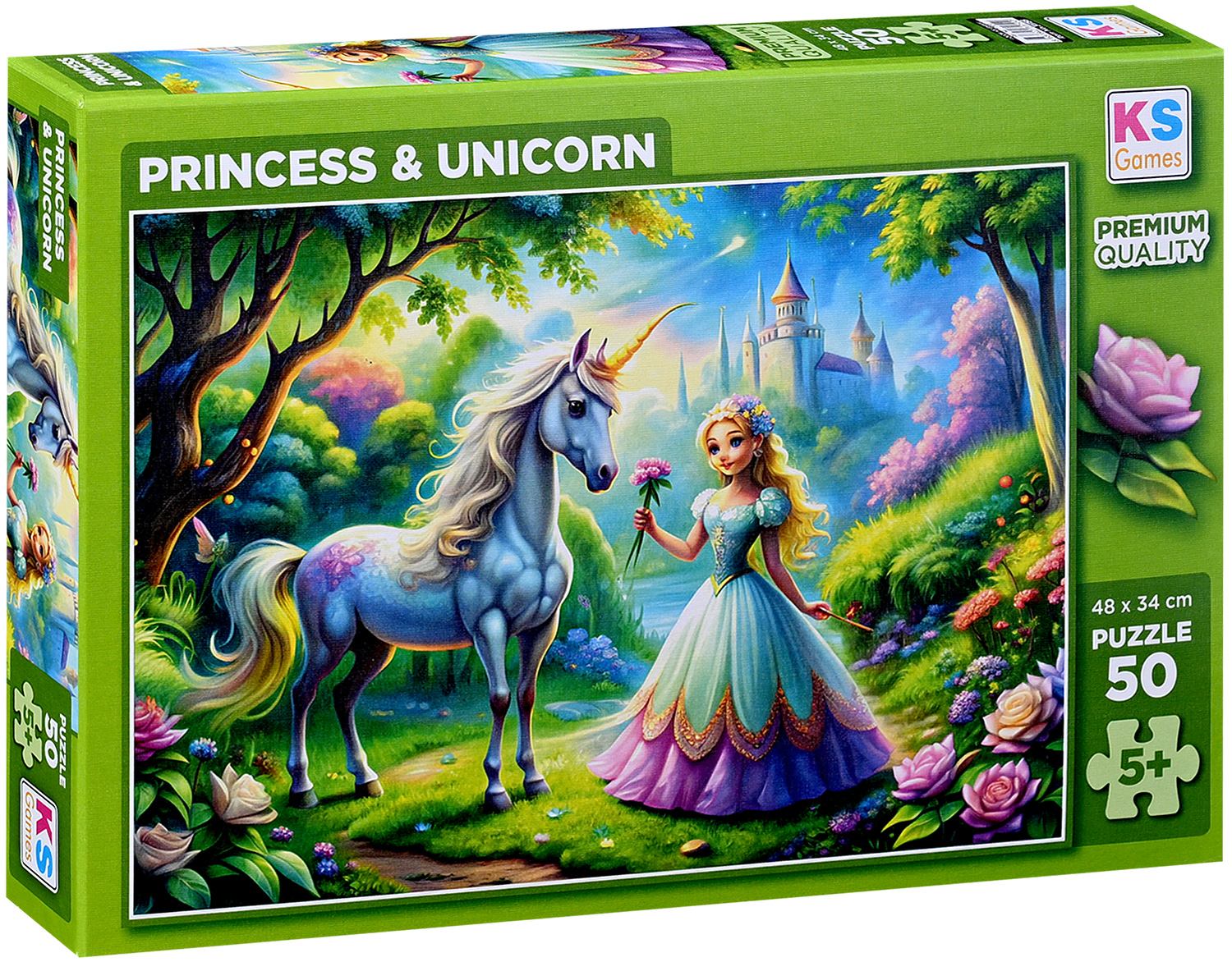 Puzzle KS Games din 50 piese - Prințesă și unicorn