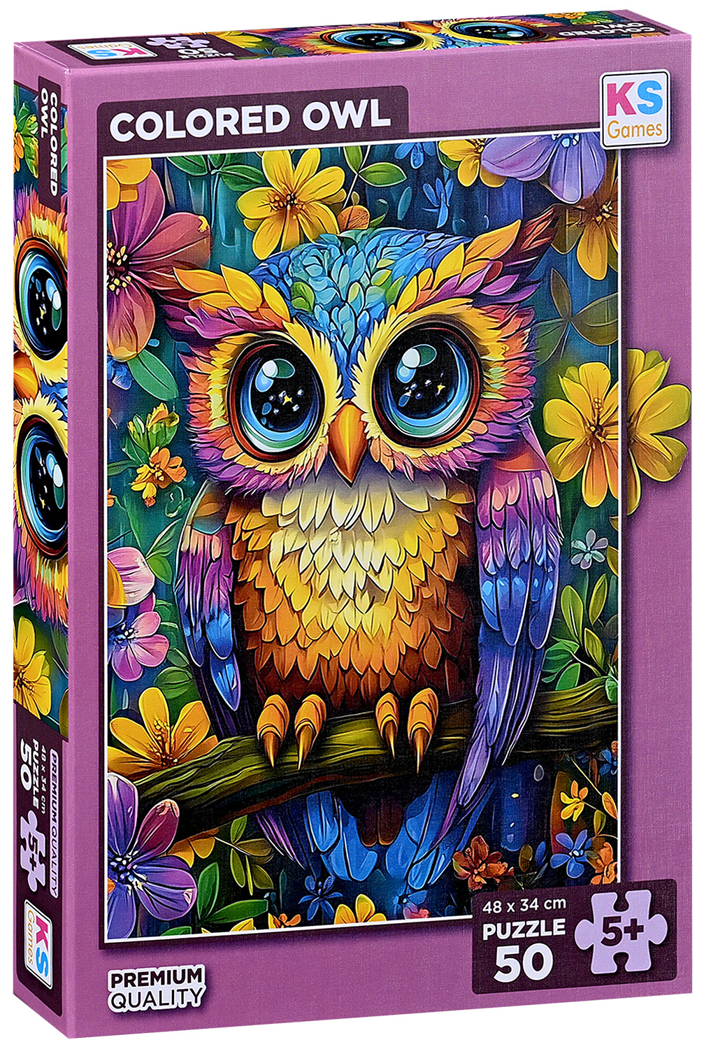 Puzzle KS Games din 50 piese - Bufniță colorată