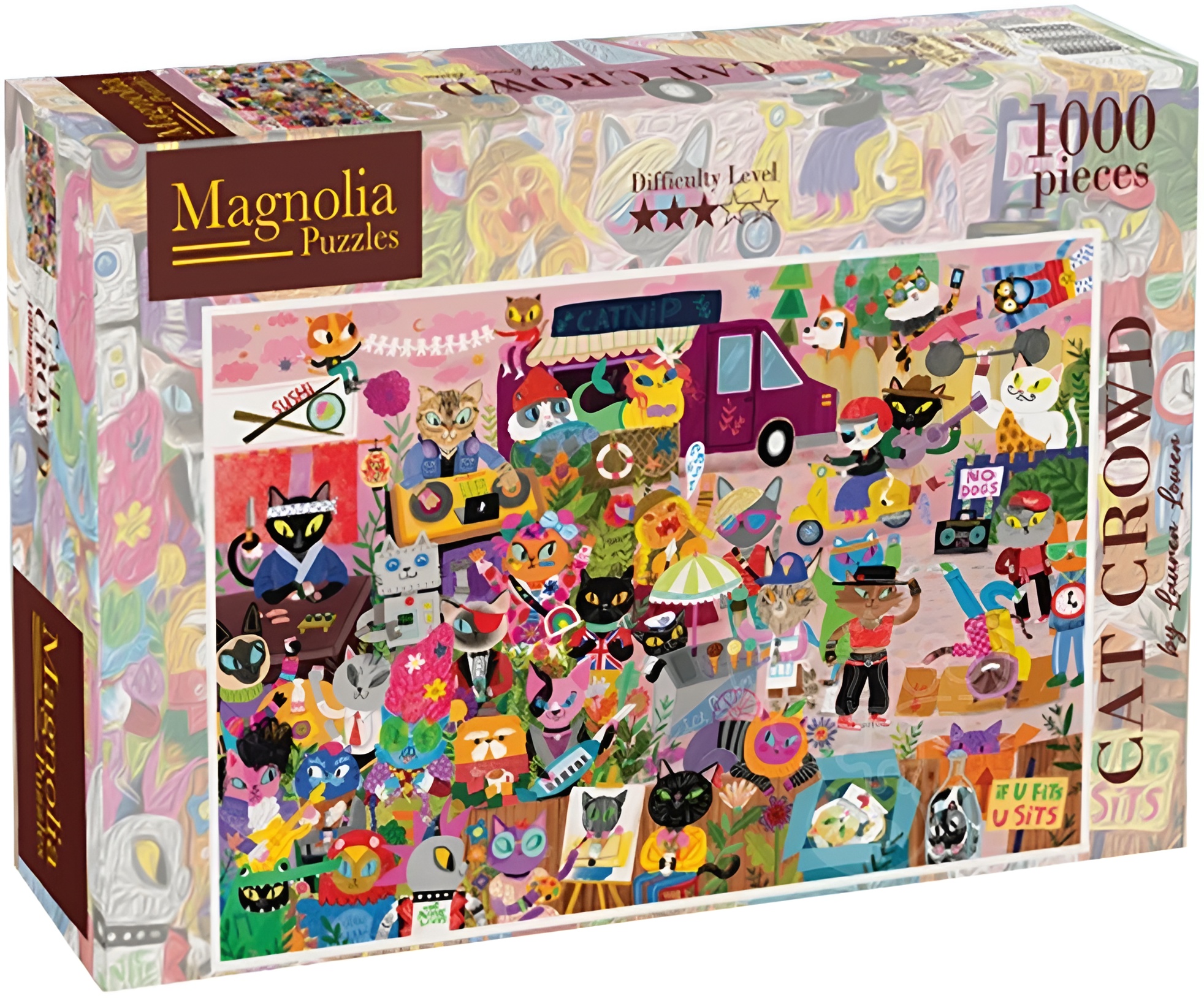 Puzzle Magnolia din 1000 piese - Distracție cu pisici