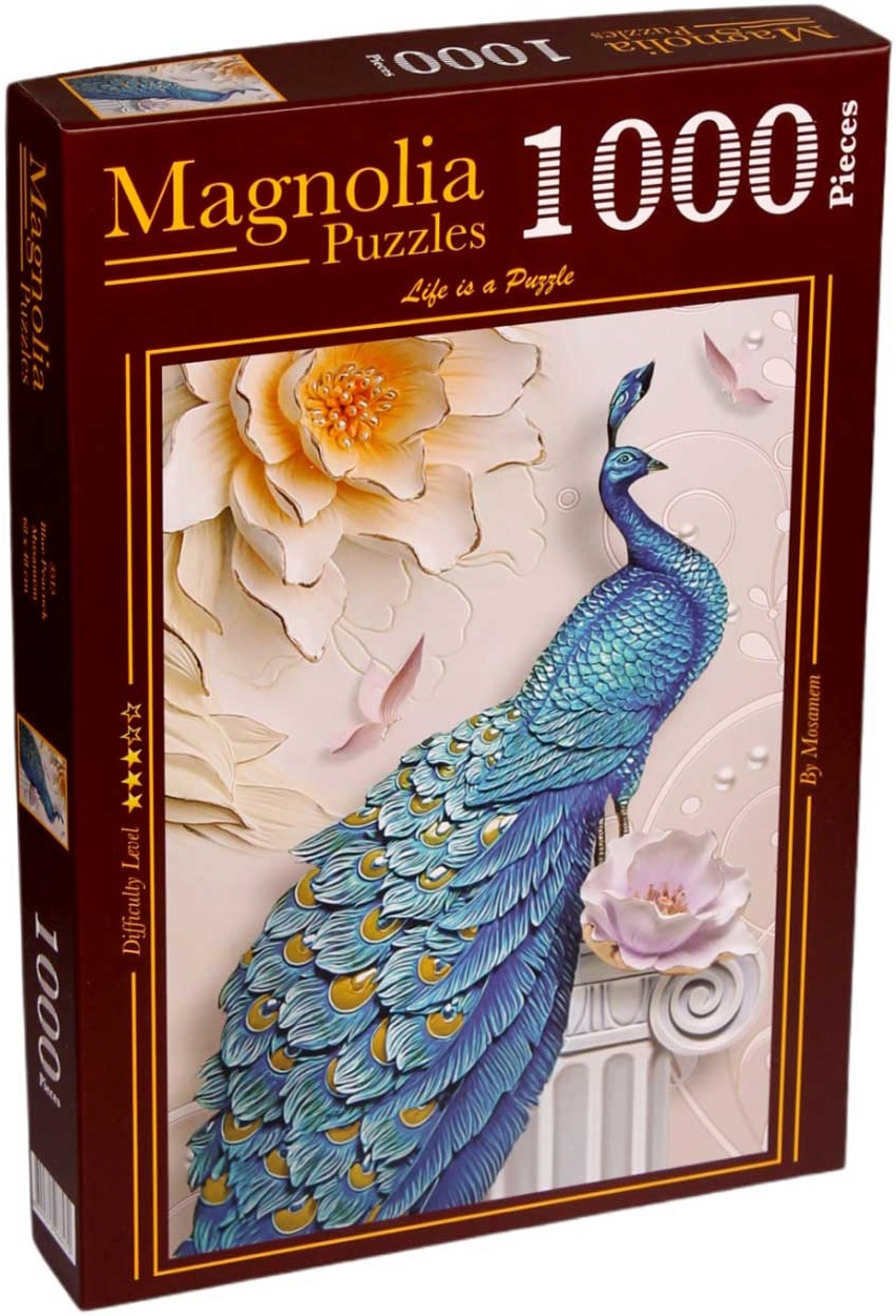Puzzle Magnolia din 1000 de piese - Blue Peacock