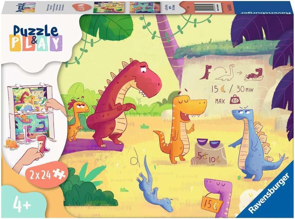 Joc de masă puzzle Ravensburger din 2 х 24 piese - Dinozaur vară