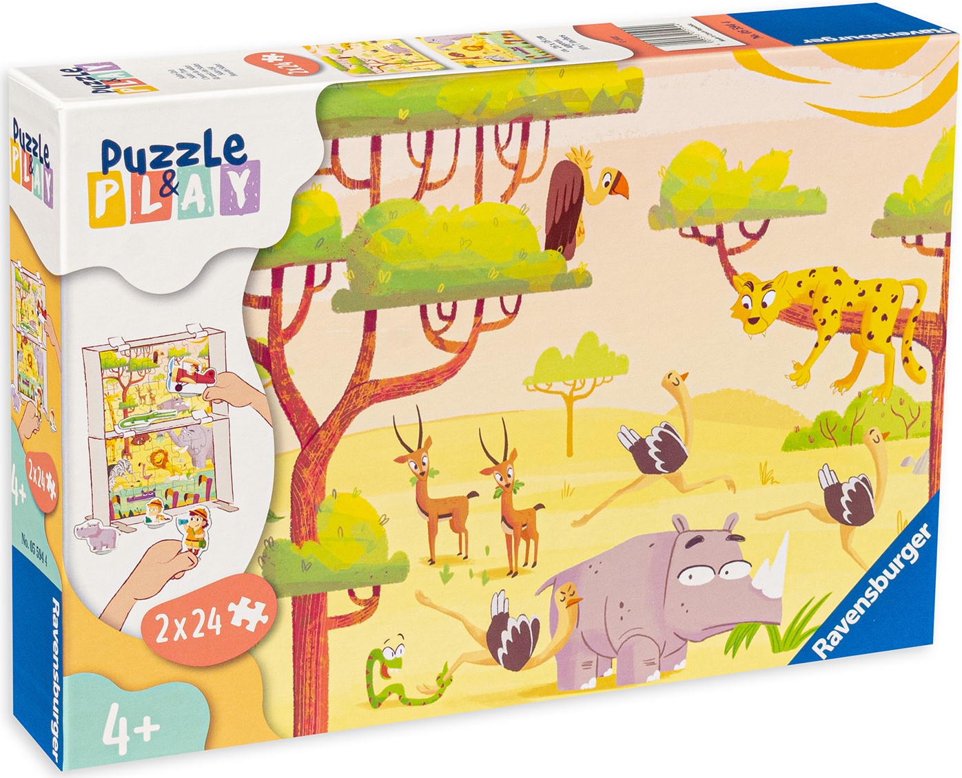 Joc de societate tip puzzle Ravensburger din 2 x 24 de piese - Timp de safari