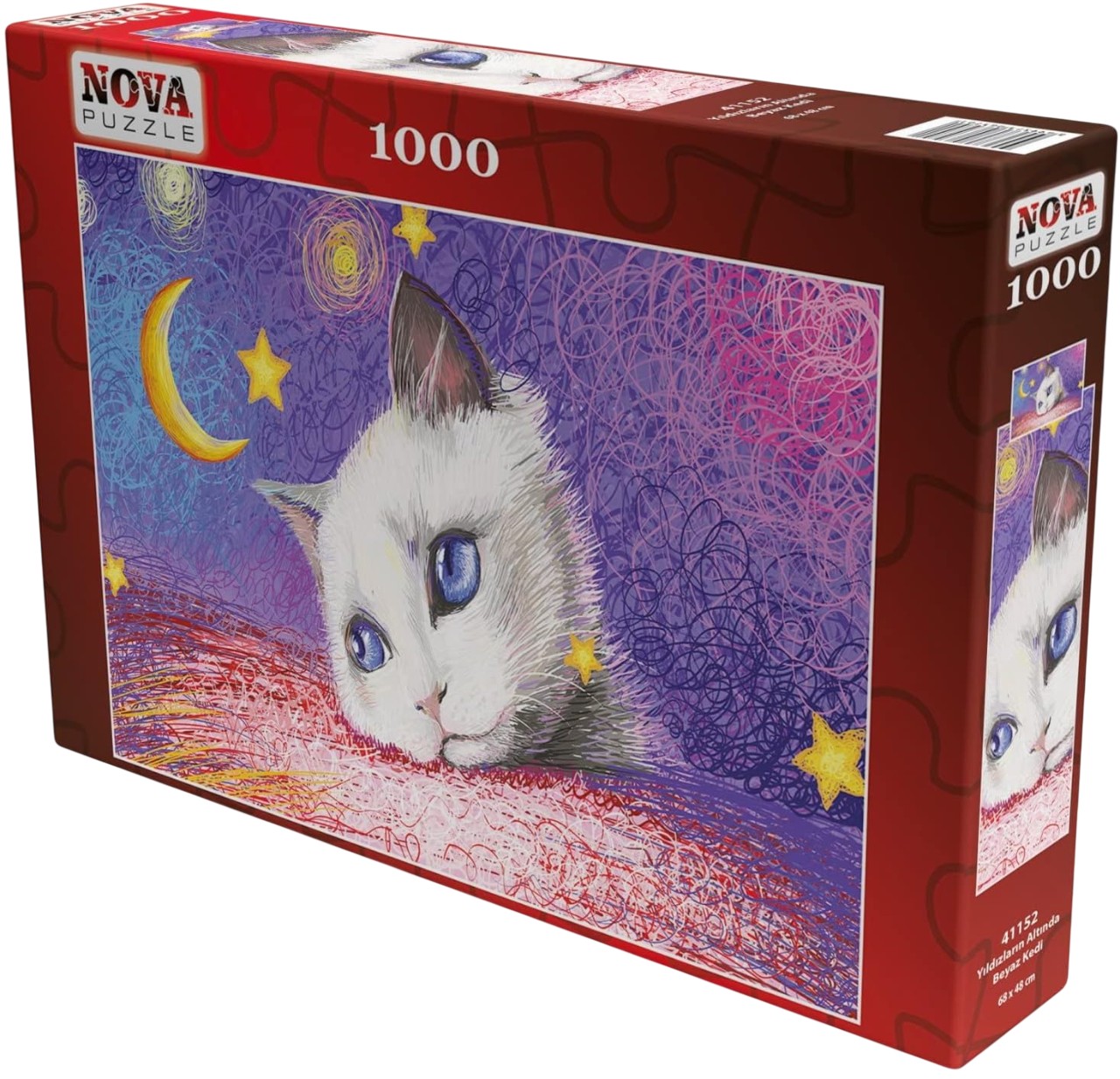 Puzzle Nova puzzle din 1000 piese - Pisica albă sub stele